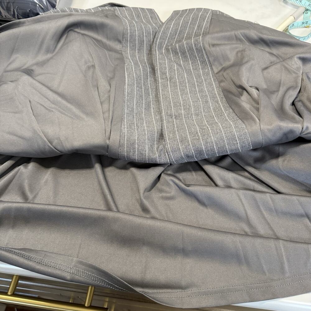 Lulus Size XL Posh Attraction Grey Pinstriped Button-Front Halter Mini Dress NEW - Picture 7 of 10